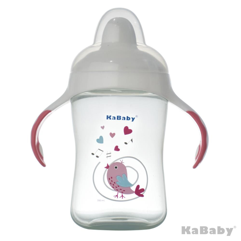 Copo 300ml Bico Duro com Alças Pássaro Rosa