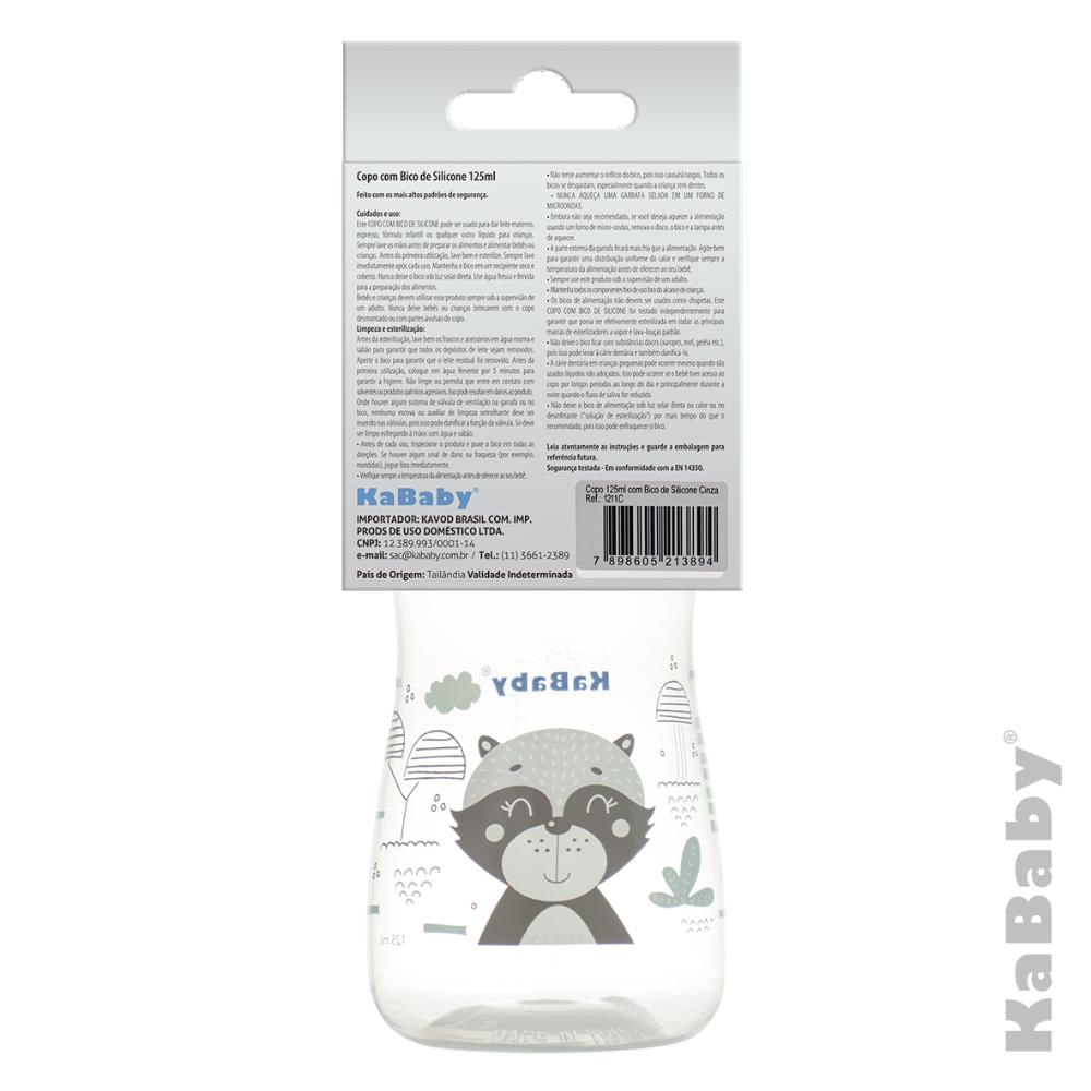 Copo 125ml com Bico de Silicone Cinza