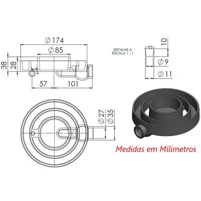 Queimador Duplo 1Cano Completo Fogão Industrial Ferro 17,4cm