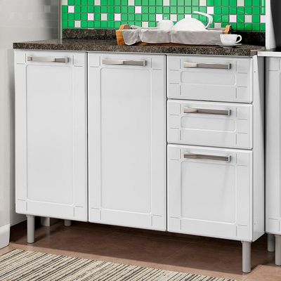Balcão de Cozinha 3 Portas 2 Gavetas 6114 Bertolini Branco Única / Branca