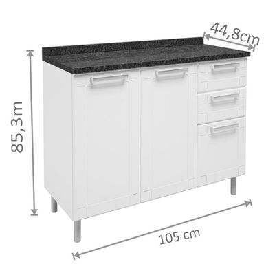 Balcão de Cozinha 3 Portas 2 Gavetas 6114 Bertolini Branco Única / Branca