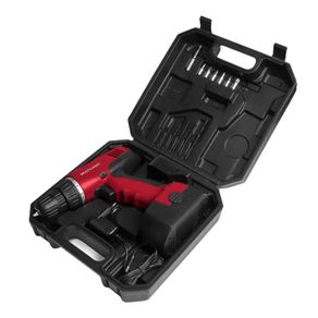 Parafusadeira e Furadeira Elétrica Multilaser Bivolt Bateria de Lithium 12V + Maleta Vermelho - HO045