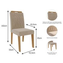 Conjunto de Mesa Agata 130 cm com 4 cadeiras Paola Cimol Nature/offwhite/nude