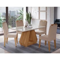 Conjunto de Mesa Agata 130 cm com 4 cadeiras Paola Cimol Nature/offwhite/nude