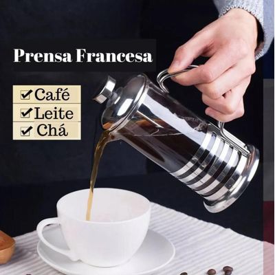 Cafeteira Prensa Francesa Café Leite Chá 600 ml Inox - Mimo