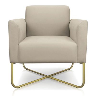 Kit 02 Poltronas Marisa Suede Bege Base X Industrial D´rossi