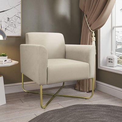 Kit 02 Poltronas Marisa Suede Bege Base X Industrial D´rossi