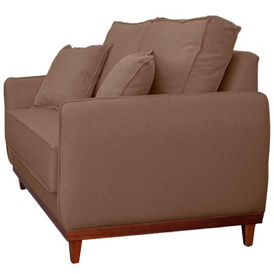 Kit Sofa Sena 2 E 3 Lugares Base De Madeira Para Sala Hotel Linho Marrom