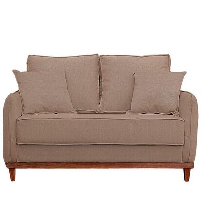 Kit Sofa Sena 2 E 3 Lugares Base De Madeira Para Sala Hotel Linho Marrom