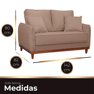 Kit Sofa Sena 2 E 3 Lugares Base De Madeira Para Sala Hotel Linho Marrom