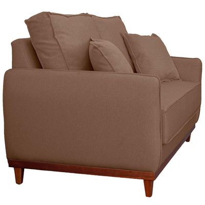 Kit Sofa Sena 2 E 3 Lugares Base De Madeira Para Sala Hotel Linho Marrom