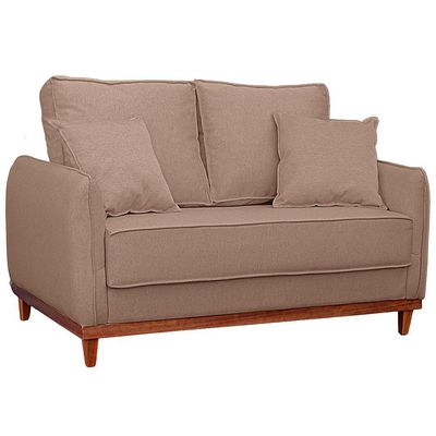 Kit Sofa Sena 2 E 3 Lugares Base De Madeira Para Sala Hotel Linho Marrom