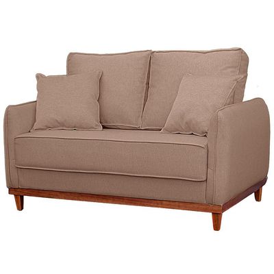 Kit Sofa Sena 2 E 3 Lugares Base De Madeira Para Sala Hotel Linho Marrom