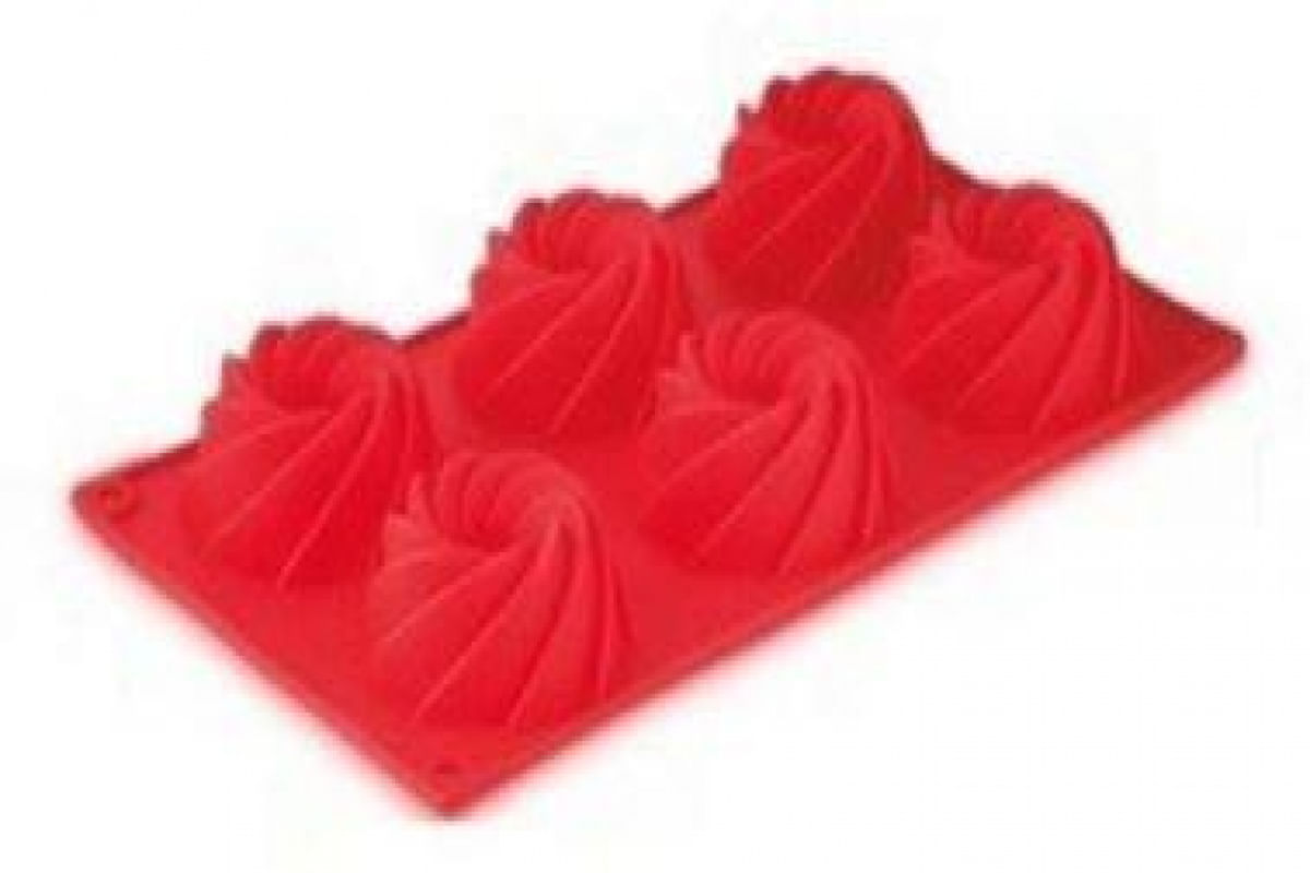 Forma de Silicone para 6 Flans Vermelho 28 cm - Mimo Style - SN19076