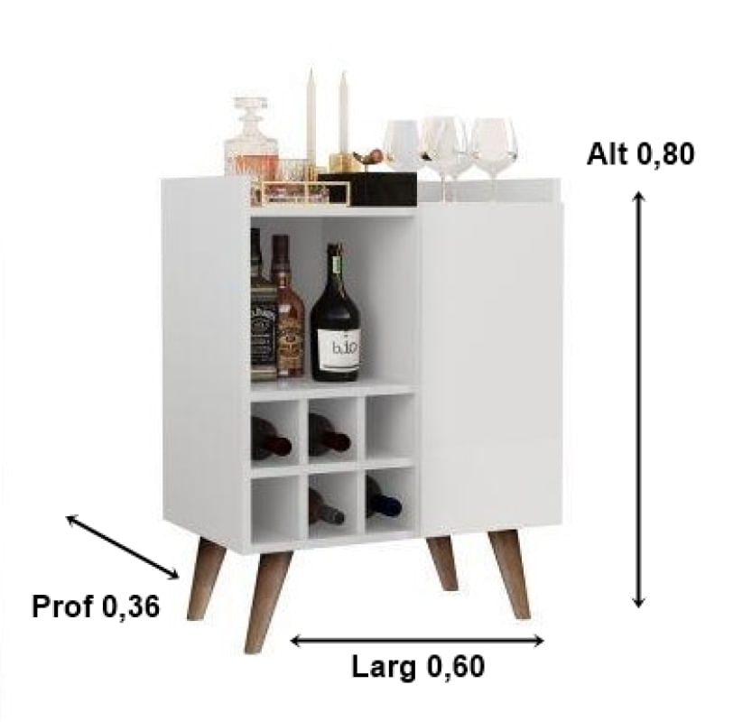 Aparador Adega Bar Buffet Glade cor Branco - Comprar Moveis Em Casa