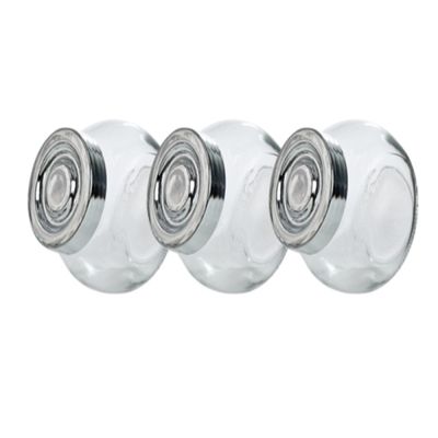 KIT JOGO DE PORTA CONDIMENTO DE VIDRO COM TAMPA CROMADA COM 6 PEÇAS