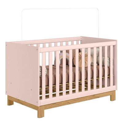 Berço Americano Mini Cama Q Encanto Slim Rosa Acetinado Ambiente - Qmovi