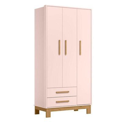 Berço Americano 4315 E Guarda Roupa 4340 Q Encanto Slim Rosa Acetinado - Qmovi
