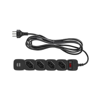Protetor Eletronico Intelbras C/ 4 Tomadas e 2 USB - EPE 204 USB PT