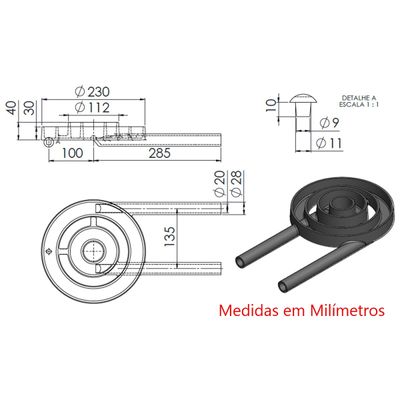 Queimador Duplo Completo Para Fogão Industrial de Ferro 23cm