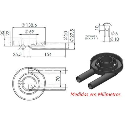 Queimador Econômico Duplo Completo de Fogão Industrial 14cm