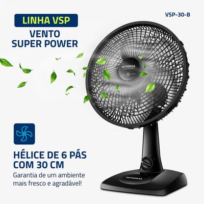 Ventilador de Mesa Mondial - 06 Pás - VSP-30-B 110V