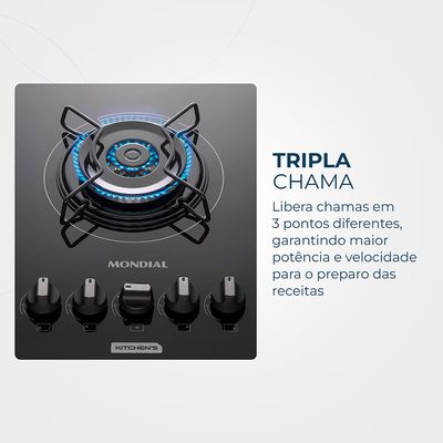 Cooktop a Gás 5 Bocas Tripla Chama Mondial CTG-03 Bivolt