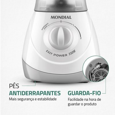 Liquidificador Mondial 1,5L Easy Power 550W L-550-W 220V