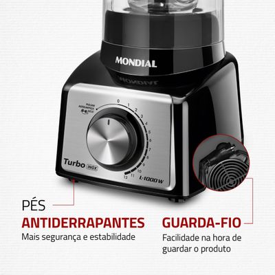 Liquidificador Turbo Mondial  Black Inox L-1000 BI 110V