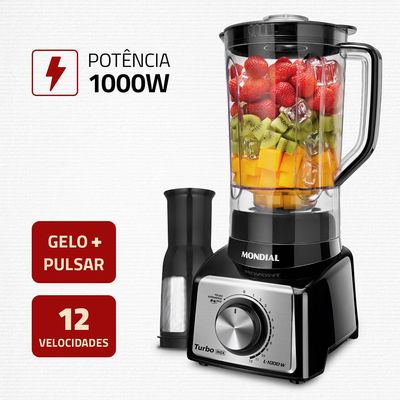 Liquidificador Turbo Mondial  Black Inox L-1000 BI 220V