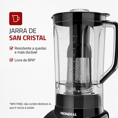 Liquidificador Turbo Mondial  Black Inox L-1000 BI 220V