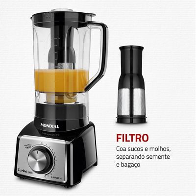 Liquidificador Turbo Mondial  Black Inox L-1000 BI 220V