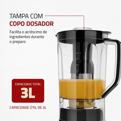 Liquidificador Turbo Mondial  Black Inox L-1000 BI 220V