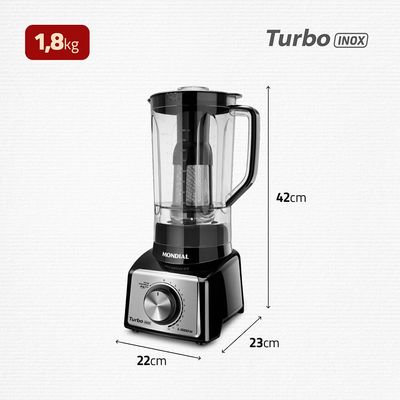 Liquidificador Turbo Mondial  Black Inox L-1000 BI 220V