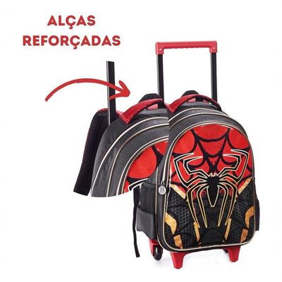 Mochila Rodinha Homem Dark Spider Aranha Estojo Lancheira