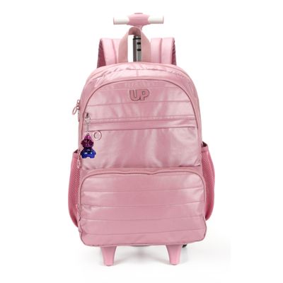 Mochila De Rodinhas Juvenil Com Lancheira Rosa - Up4you