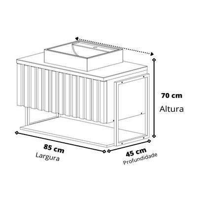 Armário de Banheiro 80 cm Metalon Havai MGM Móveis Cimento  Única / Cinza