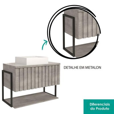 Armário de Banheiro 80 cm Metalon Havai MGM Móveis Cimento  Única / Cinza