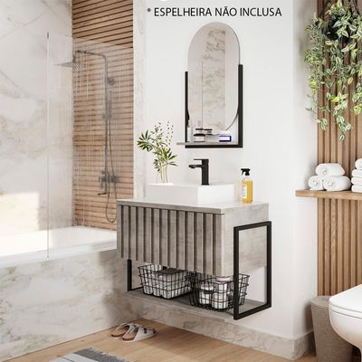 Armário de Banheiro 80 cm Metalon Havai MGM Móveis Cimento  Única / Cinza
