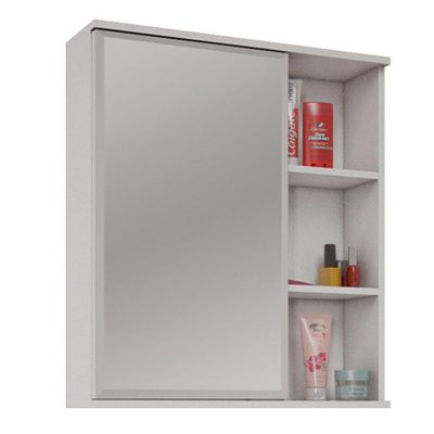 Espelheira para Banheiro 1 Porta 2 Prateleiras Treviso Mgm Móveis Branco Única / Branca