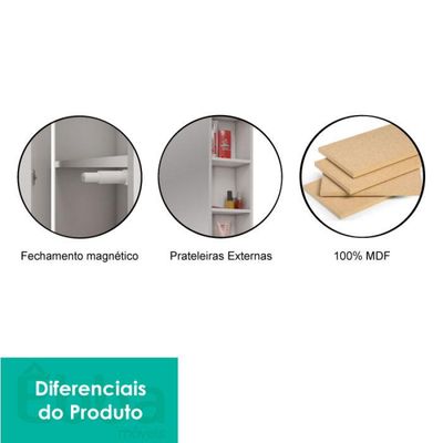 Espelheira para Banheiro 1 Porta 2 Prateleiras Treviso Mgm Móveis Branco Única / Branca