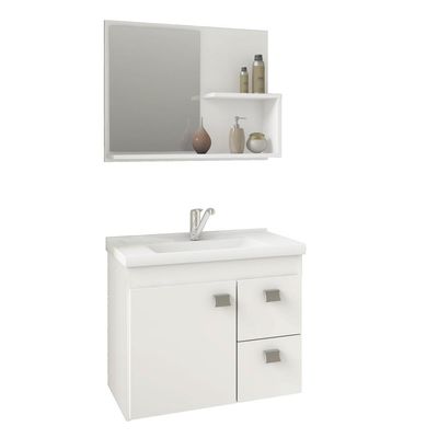 Conjunto Armário Banheiro Isa com Espelheira MGM Branco Única / Branca