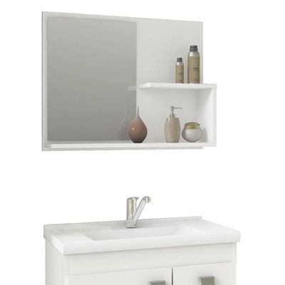 Conjunto Armário Banheiro Isa com Espelheira MGM Branco Única / Branca