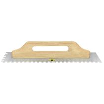 Desempenadeira Metálica de Base Lisa Tramontina para Drywall com Dentes com Cabo de Madeira