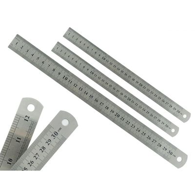 Kit 3 Réguas Metal Leve Aço Inoxidável 30cm