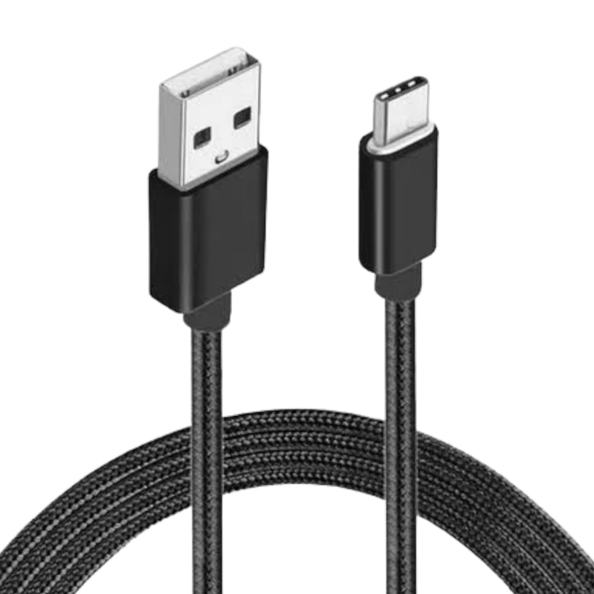 Cabo USB Nylon 1M Para Samsung M22 - Compatível Preto