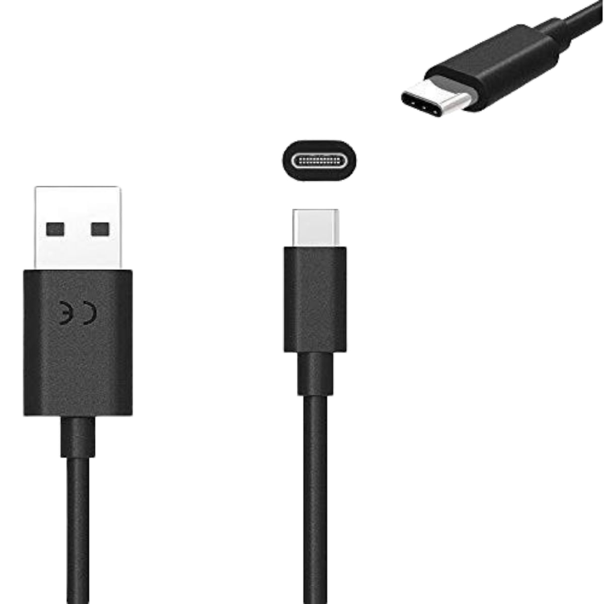 Cabo USB Nylon 1M Para Samsung M22 - Compatível Preto
