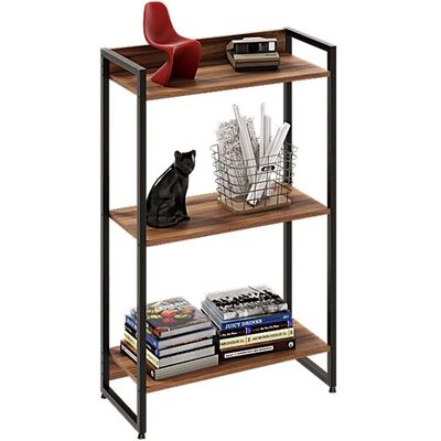 Estante Multiuso Para Escritório Industrial 03 Prateleiras Areta 104x60cm C01 Nogal - Lyam Decor
