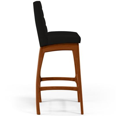 Banqueta Alta Para Cozinha Sala de Jantar Fixa Mila B04 Suede Preto - Lyam Decor