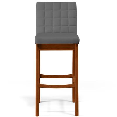 Banqueta Alta Para Cozinha Sala de Jantar Fixa Mila B04 Suede Cinza - Lyam Decor